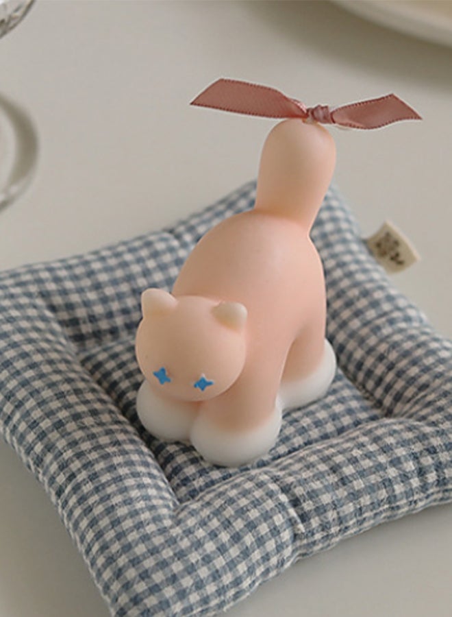 Curly Tail Cat Scented Candle - Light Pink, Berlin Girl Fragrance, Natural Soy Wax Cute Decor Candle for Home Relaxation, Bedroom Ambiance & Gift for Her/Cat Lovers - Image 3